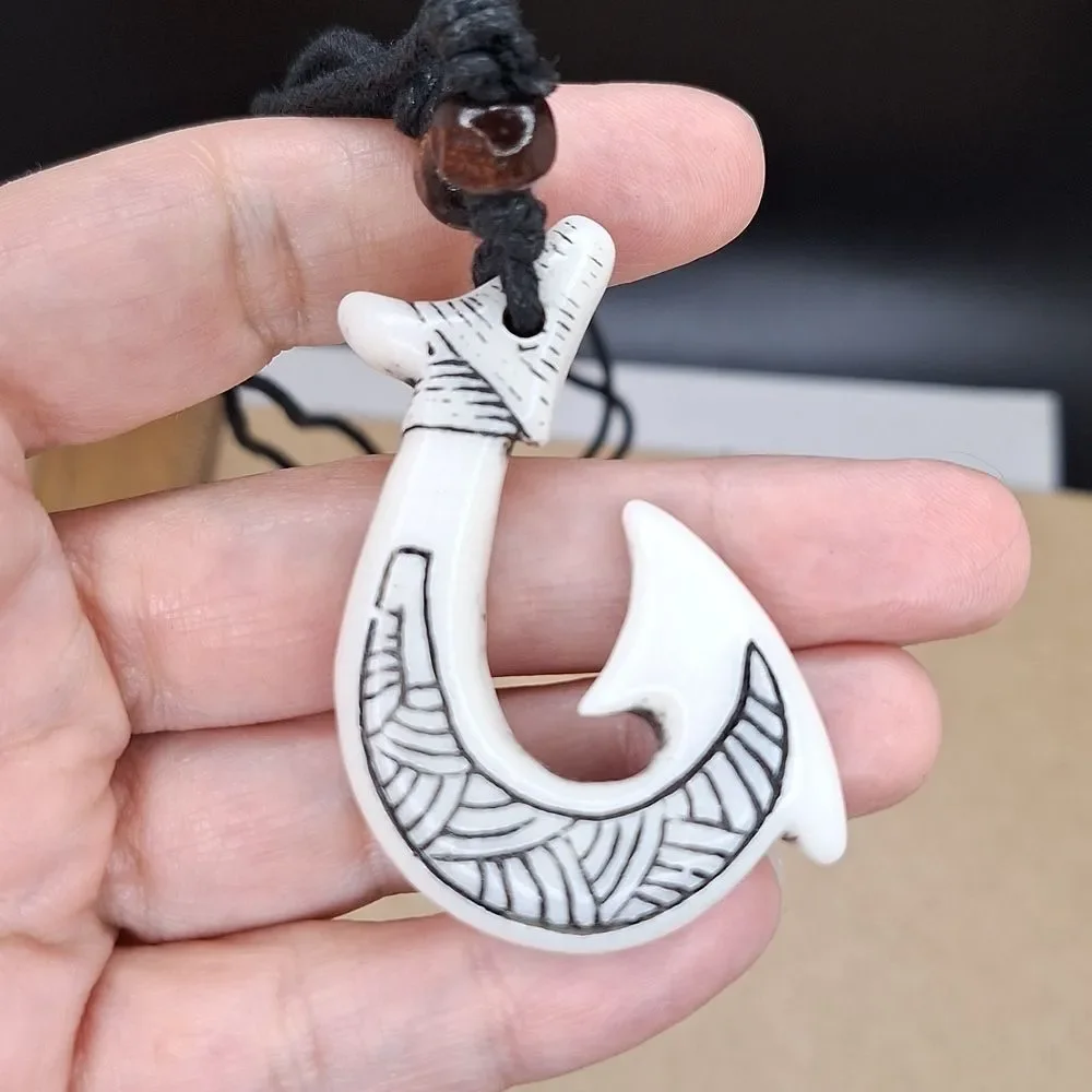 Maui Hawaiian fish hook necklace adjustable Tribal pendant nautical jewelry